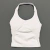 Weißes, nahtloses Strick-Gym-Tanktop mit integrierter BH