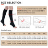 Diagram showing size selection for knee high compression stockings, detailing measurements for CC and CB sizes.