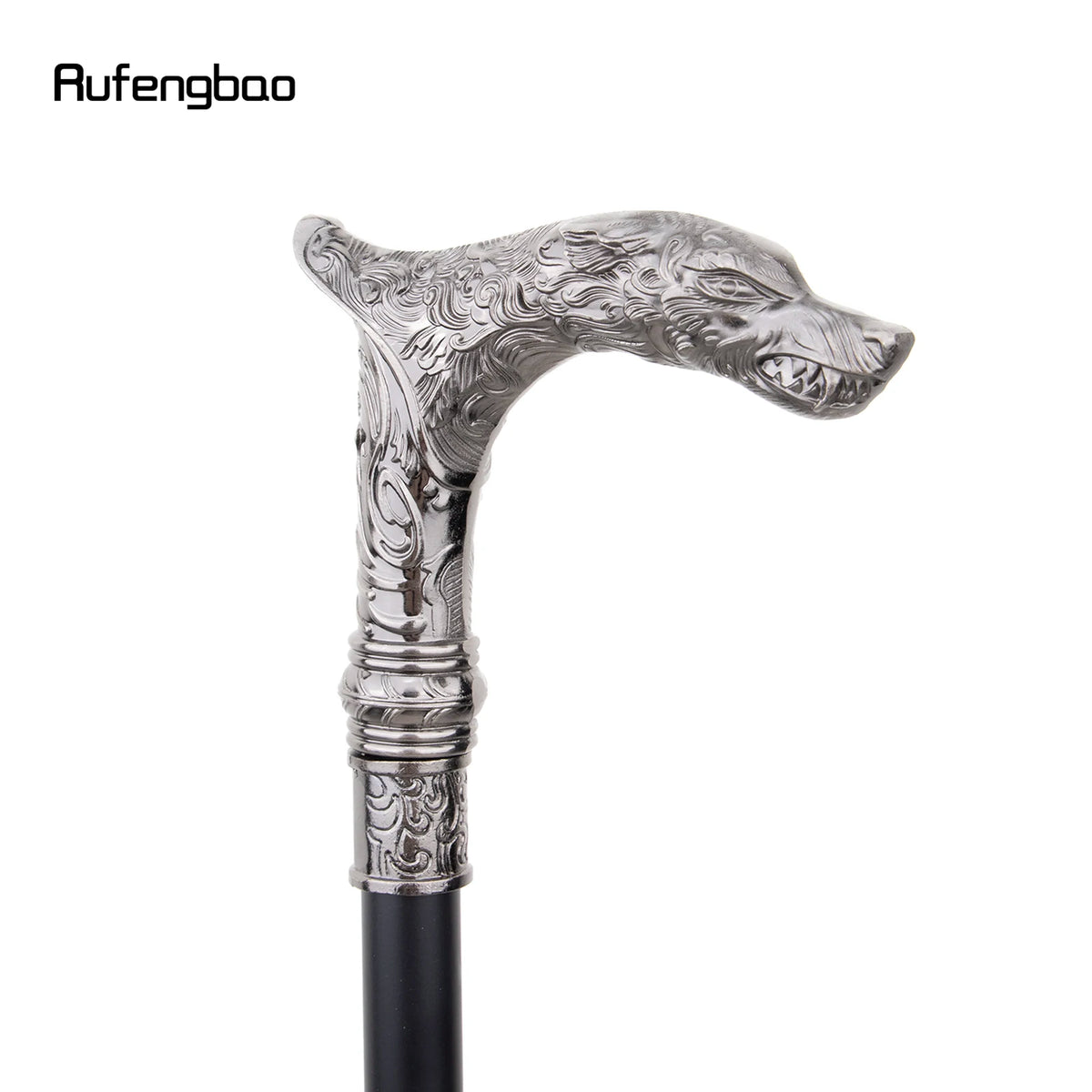 Vintage Wolf-Head Walking Cane with Steel Shaft