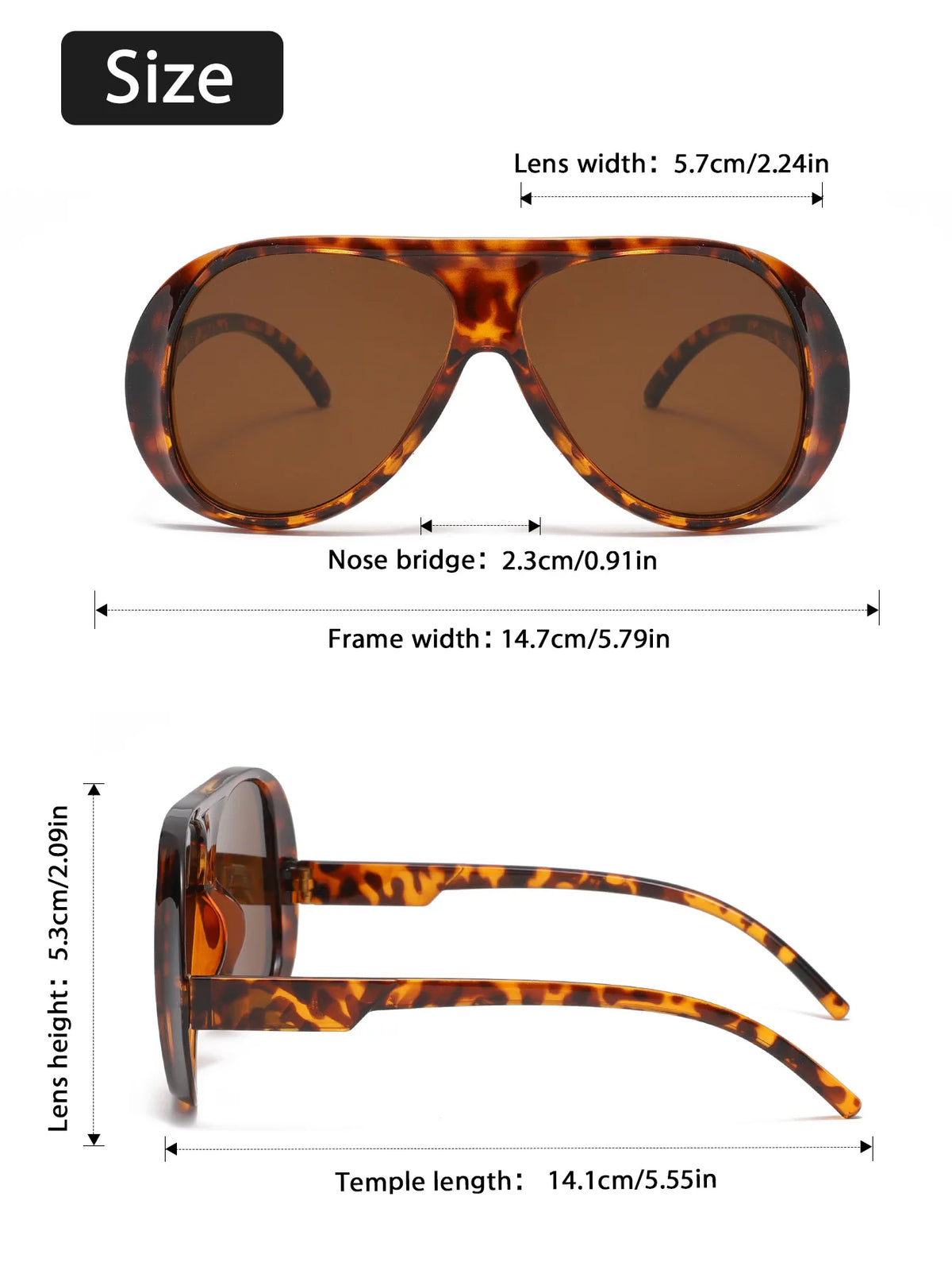 Vintage Oversized Pilot Sunglasses with UV400 Protection