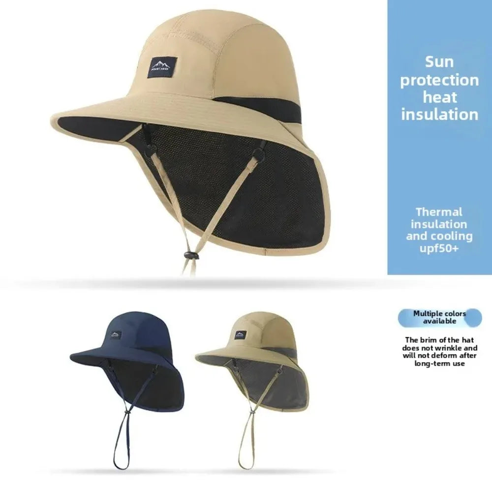 Wide Brim Sun Hat with Neck Flap for Outdoor Adventures