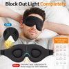 A comparison showing an old light blocking mask versus a new version with an extended nose indentation for 100% blackout.