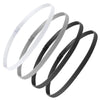 A pack of four non-slip elastic sport headbands in white and gray colors.