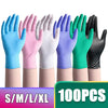 Lot de 100 gants de nettoyage en nitrile résistants, plusieurs couleurs