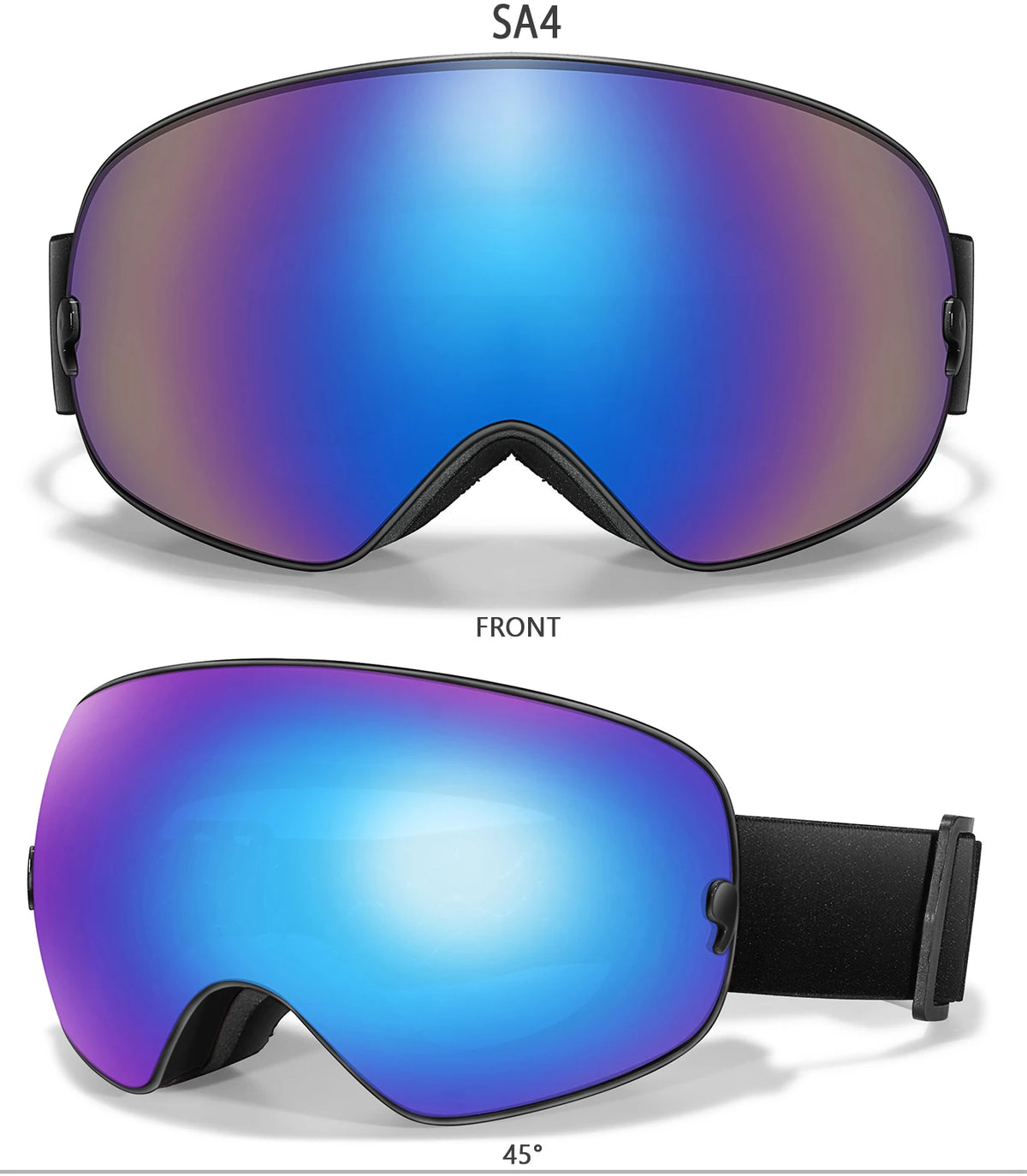 Outdoor Ski Goggles with Protective Case and Anti-Fog Lenses