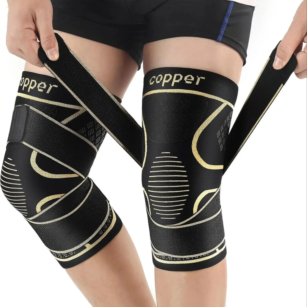 Férulas de cobre negro para la rodilla, usadas en la pierna, para soporte articular.