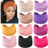 A collection of various colored boho wide headband hair wraps for women shown in different shades like orange, pink, purple, 