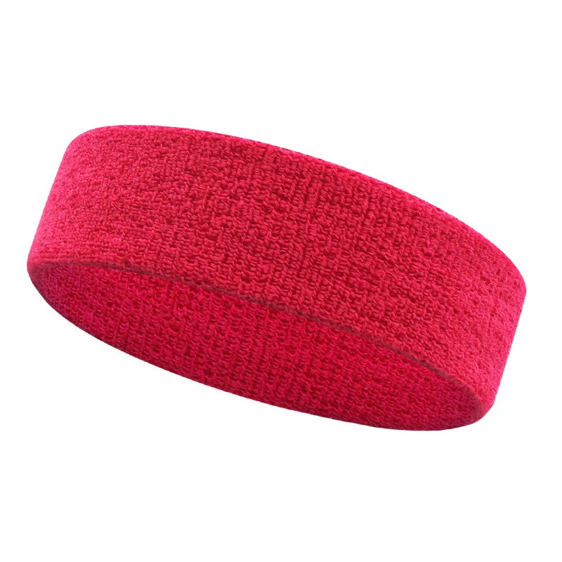 A bright red moisture-wicking athletic headband shown from the side.