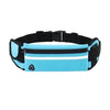 Black and light blue adjustable sport waist bag for phones and essentials