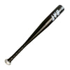A black aluminum baseball bat with the brand name BAT visible on the barrel.