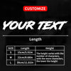 Graphique montrant les options de taille pour les autocollants de texte personnalisés, incluant petites, moyennes et grandes 