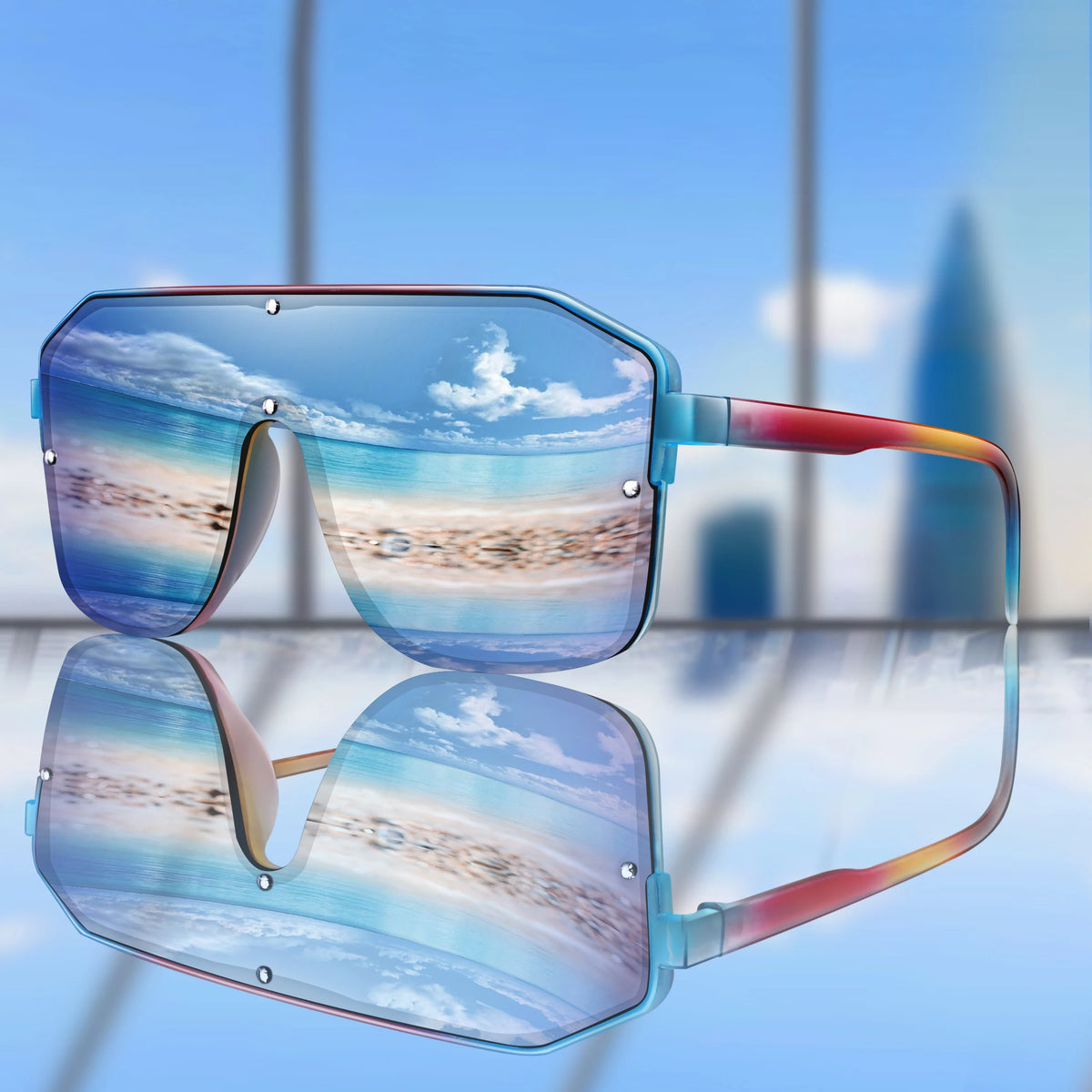 Square Frame Sunglasses for Men and Women — UV Protection for Sports and Driving