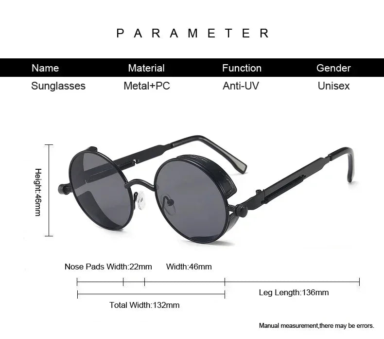 Retro Round Metal Sunglasses with UV400 Protection