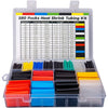 Una caja con 580 paquetes de kits de tubo termocontraíble de varios diámetros y colores para aislamiento eléctrico.