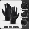Black non-slip silicone water repellent gloves with plus fleece for outdoor cycling and fitness
