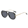 Vintage oversized designer black sunglasses with gold accents