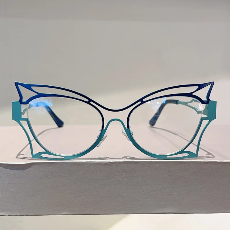 Vintage Oversized Cat Eye Blue Light Glasses for Women