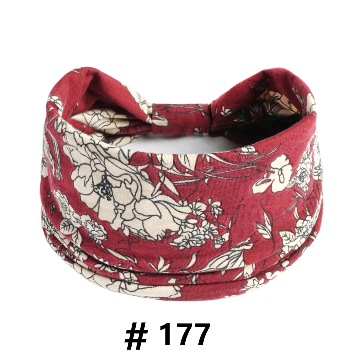 Bandeau en coton stretch à imprimé floral marron, style bohème, noué en nœud.