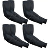 Ein Set schwarzer Ice Silk Sportarm-Sleeves zum UV-Schutz in verschiedenen Winkeln.