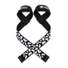 Black and white patterned gym wrist strap for enhanced grip and stability