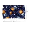 Diadema de tela azul con diseño celestial de soles, lunas y estrellas para yoga o estiramientos