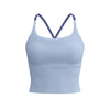 Light blue supportive women's sports bra with a V-neck design