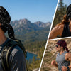 Un homme portant un bonnet foulard paisley noir randonne dans un paysage montagneux.