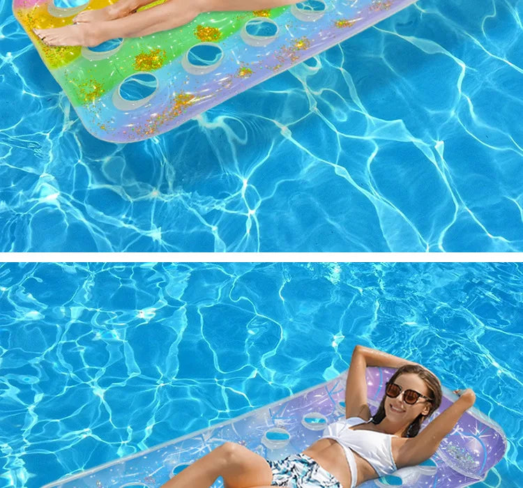 Striped Inflatable Pool Hammock for Adults