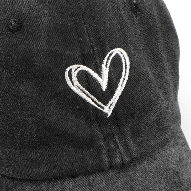 Peach Heart Embroidered Baseball Cap