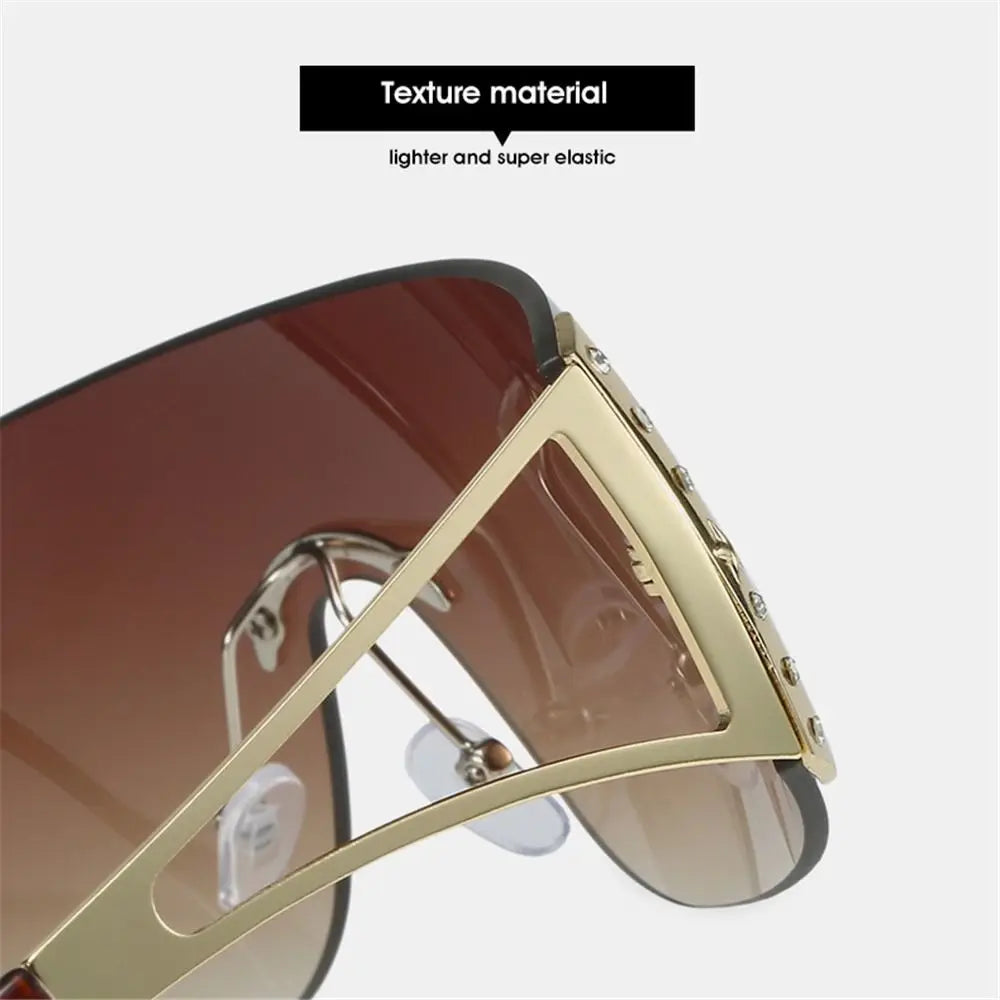 Gold-framed gradient sunglasses with light and super elastic texture material