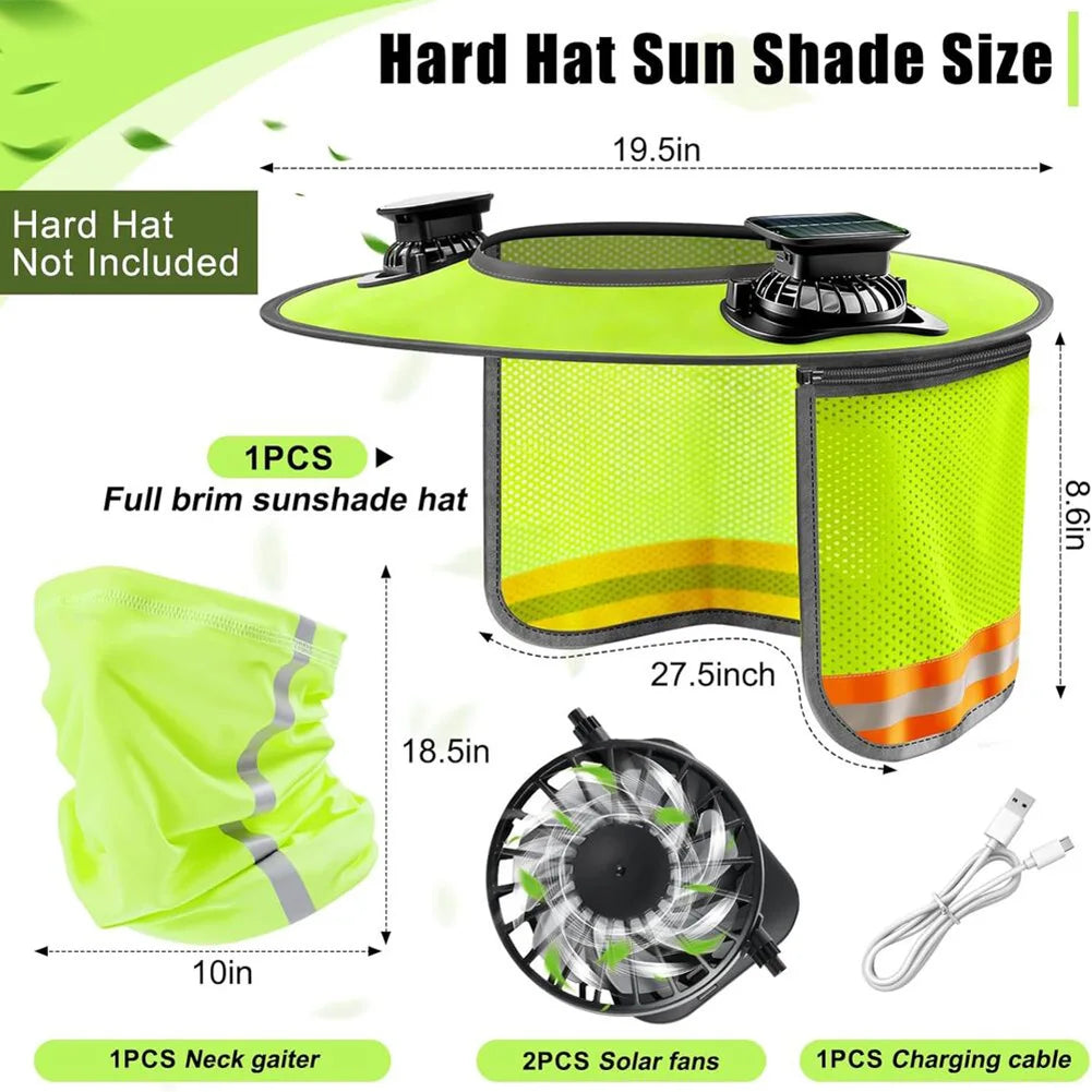 Hard Hat Sun Shade with Dual Cooling Fans for Construction Workers