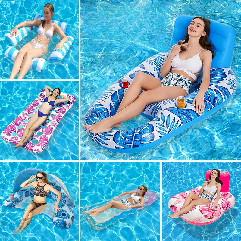 Striped Inflatable Pool Hammock for Adults
