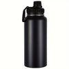 A dark gray insulated stainless steel vacuum water bottle with a black cap.