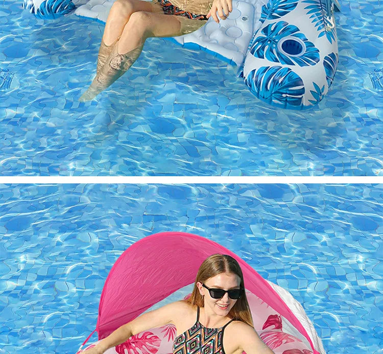 Striped Inflatable Pool Hammock for Adults