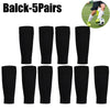 Five pairs of black compression sports socks for football and team activities