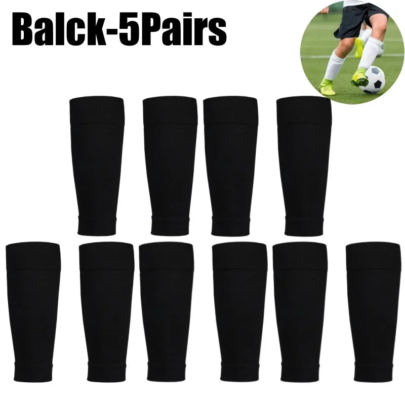 Five pairs of black compression sports socks for football and team activities