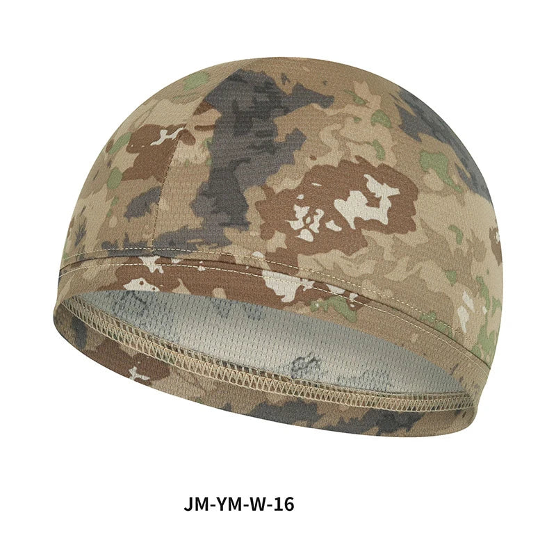 Beige und braunes Tarnnetz-Skullcap mit grauer Futter