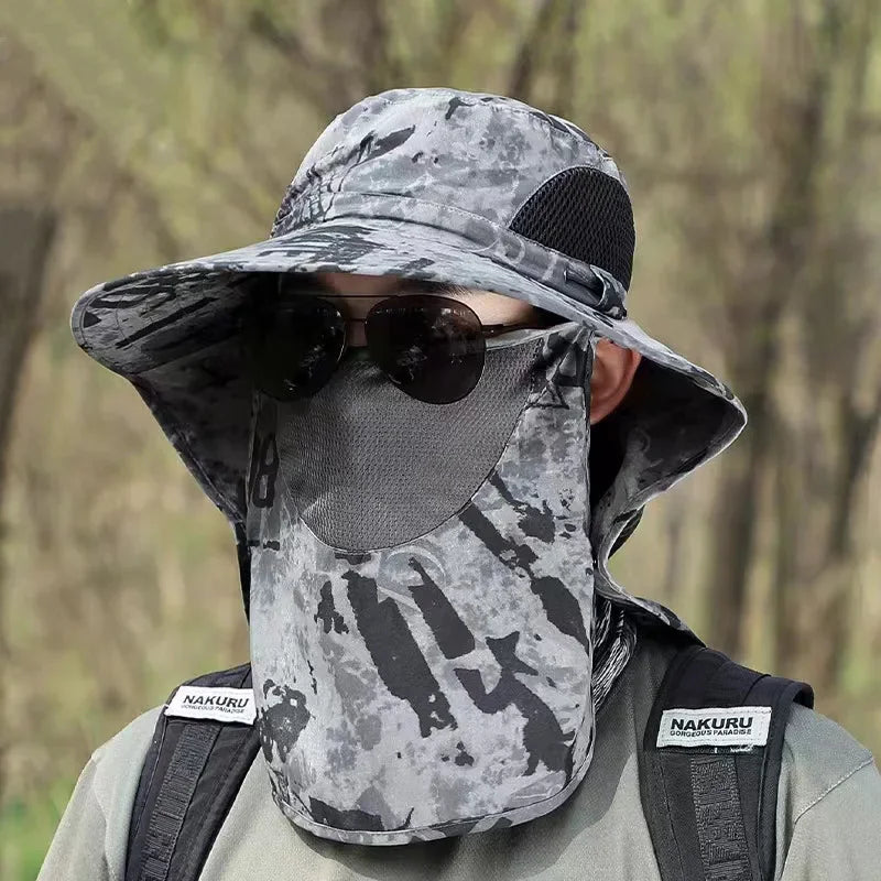 Wide Brim Bucket Hat with Neck Protection