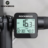 A black Rockbros GPS cycling computer displaying speed 16.3 km/h and time 02:30
