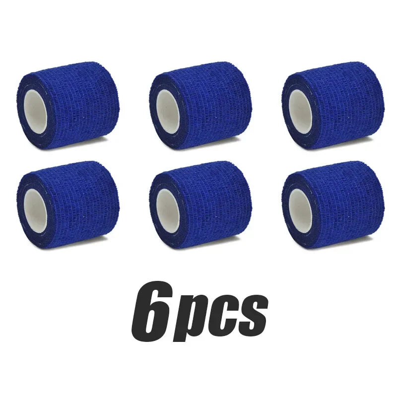 Six rolls of blue elastic tattoo grip tape for finger and wrist protection