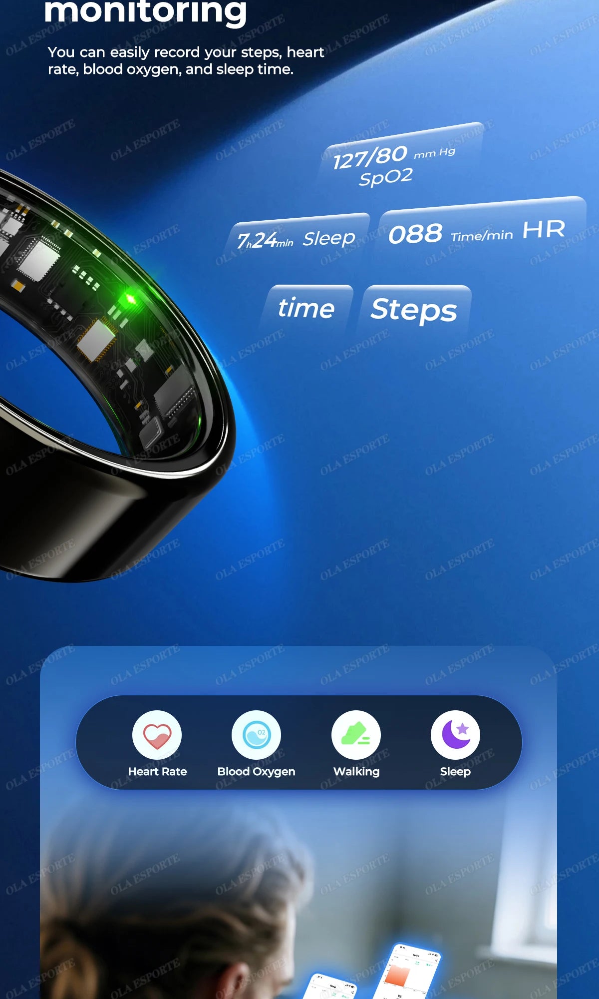 Smart Ring with Heart Rate, SpO2 & Sleep Tracking