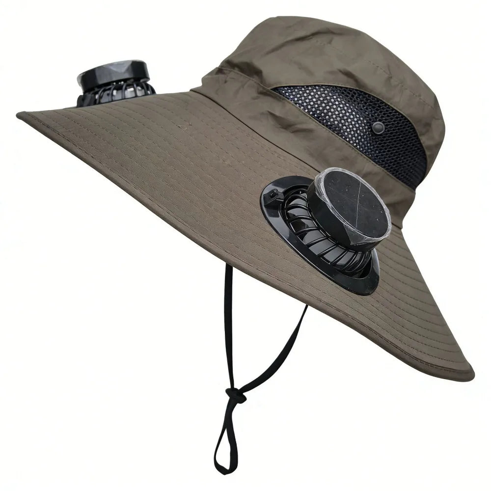 Solar-Powered Cooling Fan Hat with UV Protection