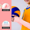 Manchettes de volleyball rembourrées roses et bleues avec bandes antidérapantes en silicone sur le bras d'une personne