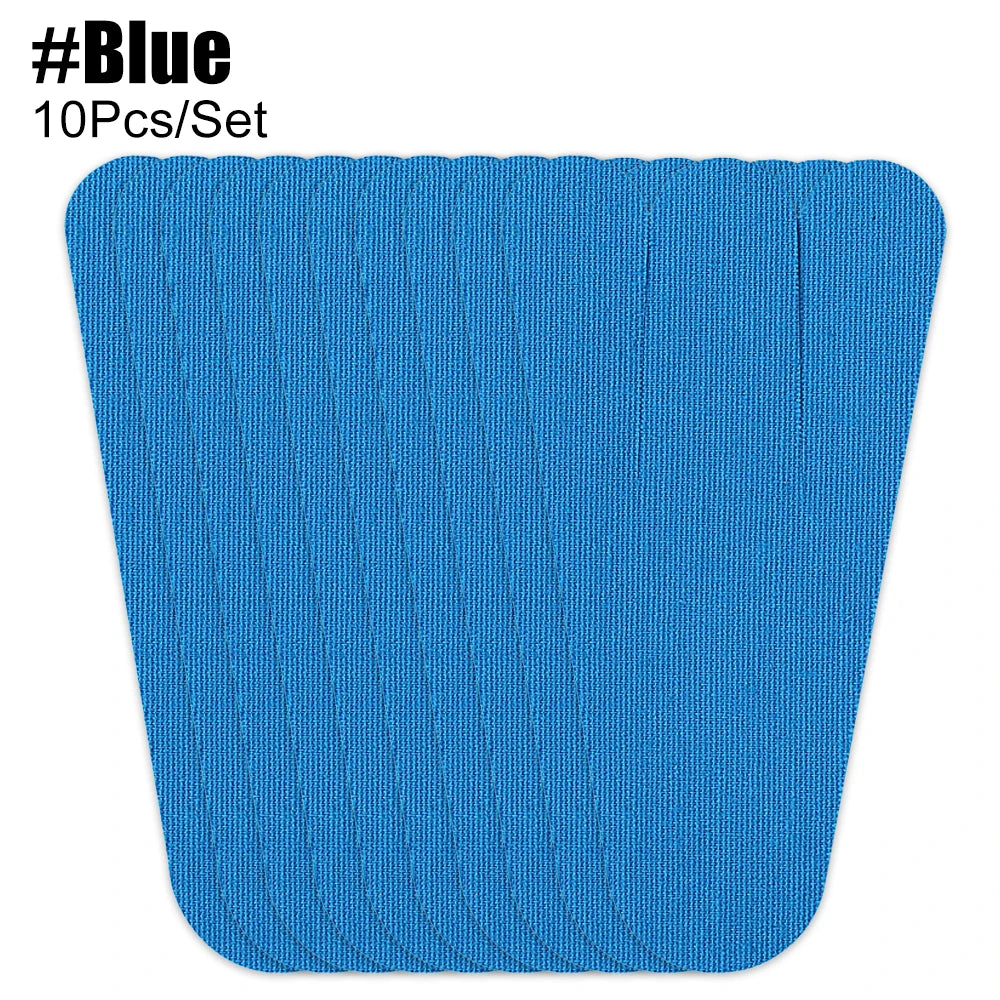 A blue piece of kinesiology tape for foot and joint support