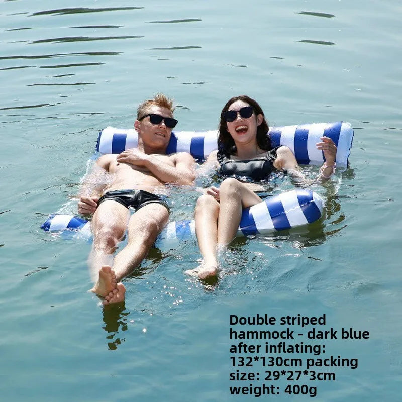 Striped Inflatable Pool Hammock for Adults