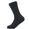 A black waterproof breathable hiking sock shown in a profile view.