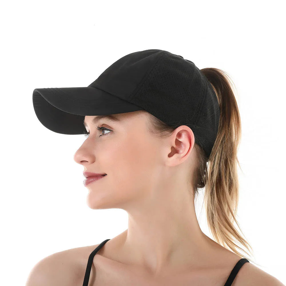 Women's Quick-Dry Mesh Baseball Cap with Ponytail Opening