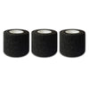 Three rolls of black self-adhesive tattoo grip tape stacked side by side.