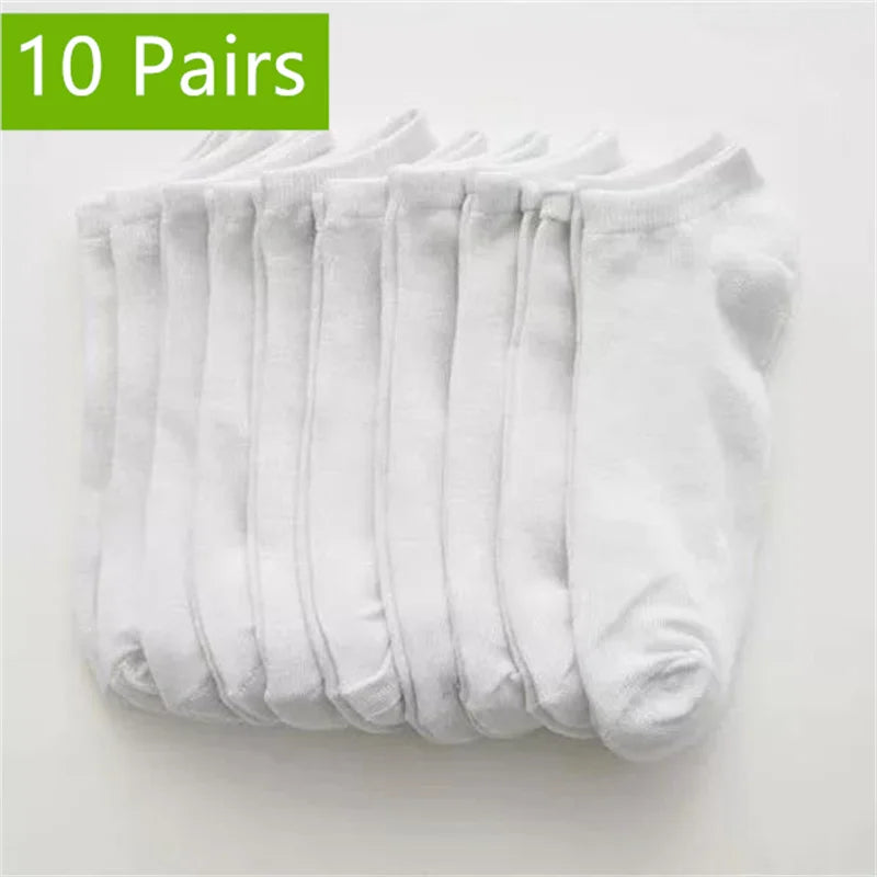 Zehn Paar weiße, atmungsaktive Polyester-Baumwoll-Strumpfhosen für Herren.