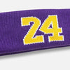 Bandeau ou bracelet de sport violet avec le numéro 24 jaune brodé.